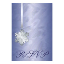 Blue Foil Silver Snowflake RSVP Invitation