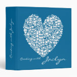 Blue Food Heart Recipe Personalized Name Binder