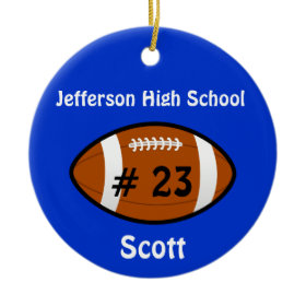 Blue Football Number Ornament