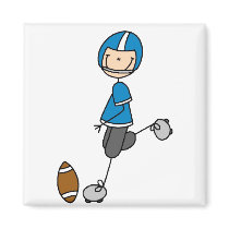 Blue Football Player Magnet by stick_figures Blue Football Player Magnet