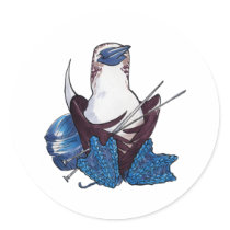 Blue-footed Booties Round Stickers