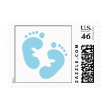 Blue Footprints Baby Postage Stamps