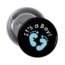 Blue Footprints It's a Boy Button