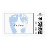 blue footprints, it's a boy! postage stamps