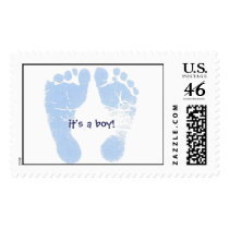 blue footprints, it's a boy! postage stamps
