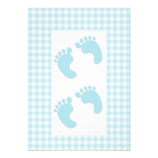 Blue Footprints Twins Shower Invitation