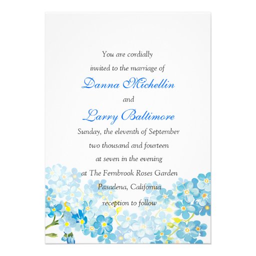 Blue Forget Me Not's  Wedding Invitation