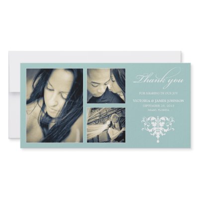 BLUE FORMAL COLLAGE | WEDDING THANK YOU CARD PHOTO GREETING CARD by FINEandDANDY