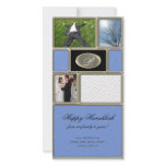 Blue Formal Hanukkah Photo Greeting Card