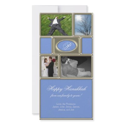 Blue Formal Hanukkah Personalized Photo Card by AridRain