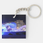Blue fountain at night acrylic key chains