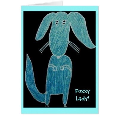blue Foxxy Lady dog Greeting Cards by artbylucy