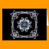 Blue Fractal Art Center with Frame cards