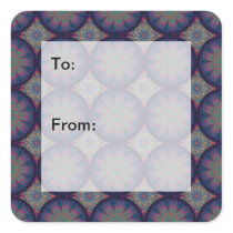 Blue Fractal Pattern Square Sticker