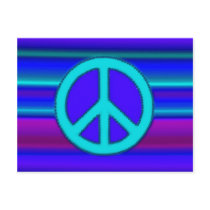 Blue Fractal & Peace Sign postcards