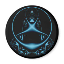 Blue Fractal Round Magnet by Gilliand_Photo Blue Fractal Round Magnet