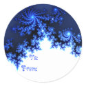 Blue Fractal Snowflake Gift Tag stickers