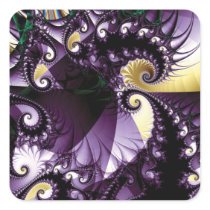 Blue Fractal Spirals With Spikes Square Stickers