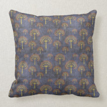 Blue Fractal Tree Pattern Pillows
