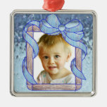 Blue Frame in Stained Glass Christmas Ornaments