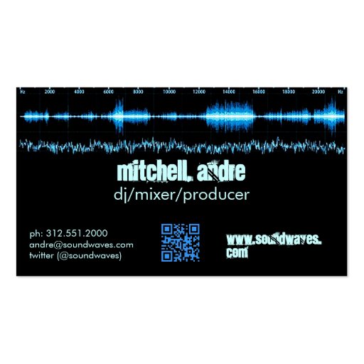 blue frequency waves DJ/producer business card (back side)