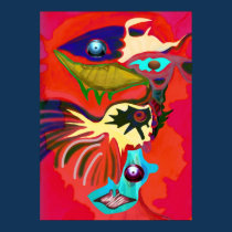 Blue fried egg and red posters by talisbird Blue fried egg and red posters
