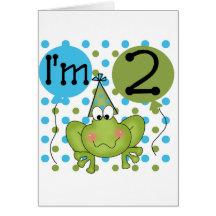 Blue Frog 2nd Birthday Tshirts and Gifts Greeting Card
