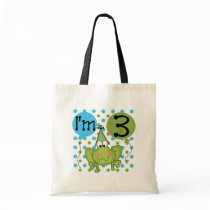 Blue Frog 3rd Birthday Tshirts and Gifts Tote Bags