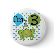 Blue Frog 3rd Birthday Tshirts and Gifts Pinback Buttons