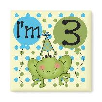 Blue Frog 3rd Birthday Tshirts and Gifts Magnets