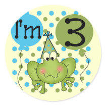 Blue Frog 3rd Birthday Tshirts and Gifts Sticker