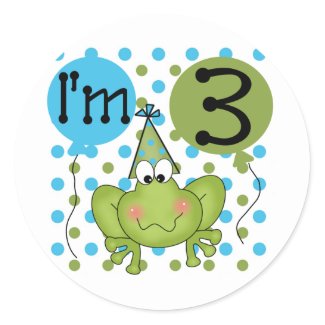 Blue Frog 3rd Birthday Tshirts and Gifts Sticker