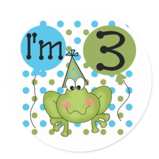 Blue Frog 3rd Birthday Tshirts and Gifts Sticker