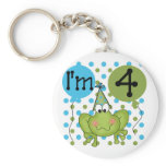 Blue Frog 4th Birthday Tshirts and Gifts Keychain