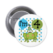Blue Frog 4th Birthday Tshirts and Gifts Pins