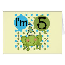 Blue Frog 5th Birthday Tshirts and Gifts Greeting Card