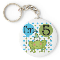 Blue Frog 5th Birthday Tshirts and Gifts Keychains