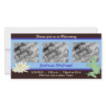 Blue Frog and Lotus Birth Announcement Photo Greeting Card