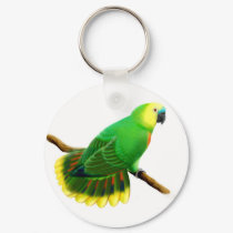 Blue Front Amazon Parrot Keychain by twopurringcats Blue Front Amazon Parrot Keychain