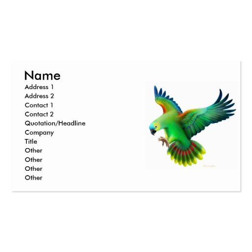 Blue Fronted Amazon Parrot Profile Card Business Card Template (front side)