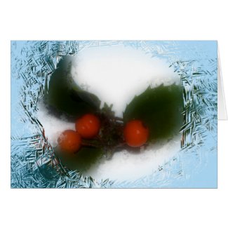 Blue Frosty Holly Christmas Cards