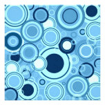 Blue Funky Retro Circles Mod Pattern Invitation