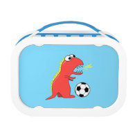 Blue Funny Cartoon Dinosaur Soccer Lunchbox