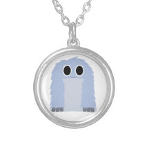 Blue Furry Monster Necklace