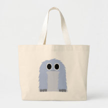 Blue Furry Monster Tote Bags