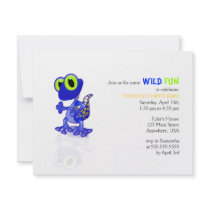 Blue Gecko Birthday Invitation