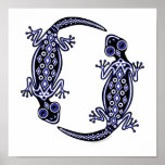 Blue Geckos Totem Canvas Print