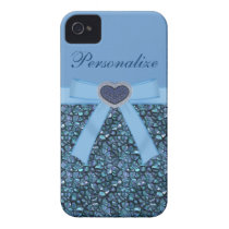 Blue Gemstones & Sapphire Heart Jewel iPhone 4/4S Iphone 4 Case-mate Case
