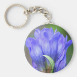Blue Gentian Flower Photo Keychain Keyring