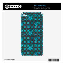 Blue Geometric Flower Pattern Zazzle Skin Iphone 4 Decals